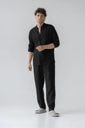 Black Linen Currant Loungewear Set