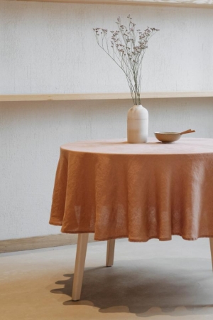 Cafe Creme Lightweight Linen Round Tablecloth