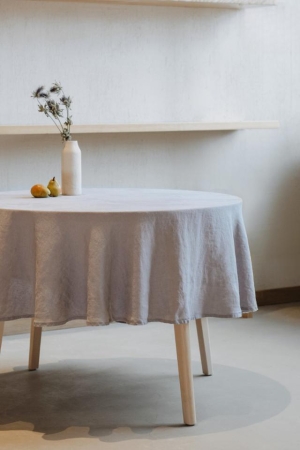 Light Grey Lightweight Linen Round Tablecloth