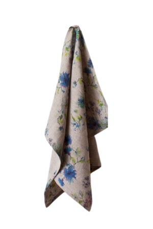 Flowers Natural Linen Kitchen Towel