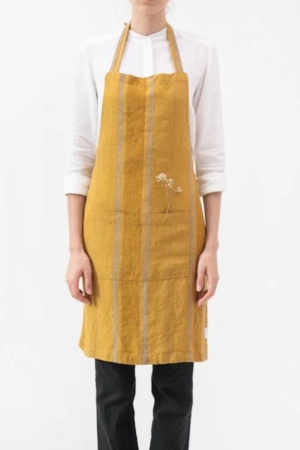 Amber Bronze Stripes Linen Daily Apron