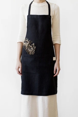 Black Linen Daily Apron