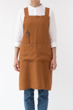 Hazelnut Linen Crossback Apron