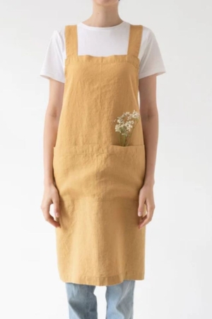 Honey Linen Crossback Apron