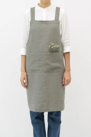 Khaki Linen Crossback Apron